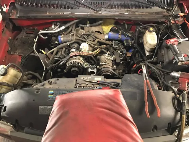 Engine bay from above during a repair