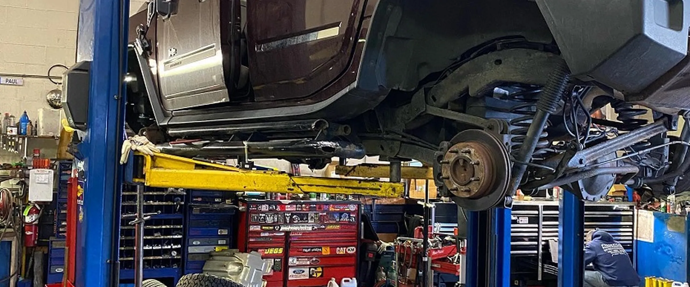 Pickup on the lift in the AC Auto bay